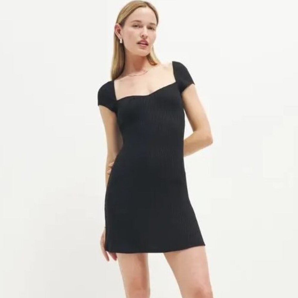 Reformation Percy Knit Dress Black - Size L